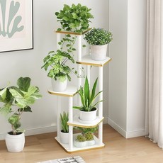 계단형 고급 럭셔리 화분대 모듈형 다용도 화분진열 선반 화분다이 식물선반, 리 골드 & 화이트, 5단