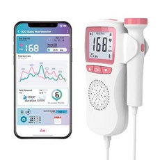 아기심장 소리듣는기계 태아 임산부 심음 측정기 선물, 블루투스 핑크 블루투스