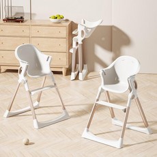 寶寶餐椅 可摺疊便攜 兒童餐椅 嬰兒成長學坐椅 多功能吃飯餐桌椅, 卡其無餐盤無坐墊