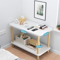 리바레 LIVARE 2단 선반 사이드 테이블 정리대 서랍 서랍장 협탁 원목 틈새, 화이트 80x40x53cm, 1개