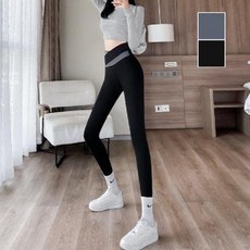 여성 배색 크로스 밴딩 슬림 9부 레깅스 요가 필라테스 스포츠 운동복 웨어