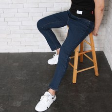 위드진 남성바지 원워싱 슬림스판 히든밴딩 9부 청바지