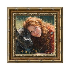 FOLKOR 12.7 x 17.8cm(5 x 7인치) 빈티지 벽 아트 목가적 풍경 유화 캔버스 프린트 아기방 아파트 기숙사 교실 거실용 소박한 장식 사진 프레임 (블루 골드), 골드