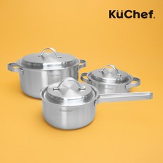 쿠쉐프 통 5중 인덕션 스텐 냄비 세트 3개, 1세트, 편수16cm + 양수18cm + 곰솥24cm