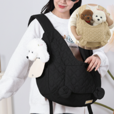 포유포펫 강아지 포대기 두마리 대형 앞가방, 1개, 블랙