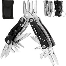 2개 미니 다기능 열쇠고리 소형 다용도 플라이어 15-in-1 강철 접이식 휴대용 EDC 장비 안전 잠금 및 케이스 포함 가벼운 조합 휴대 캠핑 야외 남성 선물, 2개 미니 다기능 열쇠고리 소형 다용도 플라이어 15-