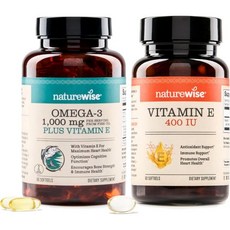 NatureWise Extra-Strength Omega 3 Fish Oil 1000mg 60 Count + Vitamin E 400 IU (180mg DL-Alpha) 60, NatureWise Extra-Strength Omeg, 1개, 60정