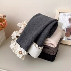 女童加絨打底褲洋氣花邊修身一體絨外穿秋冬兒童寶寶百搭保暖褲子