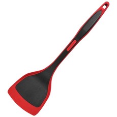 美國MotherGoose鵝媽媽 200度超耐熱矽膠鍋鏟 34.5cm 不沾鍋專用 矽膠鍋鏟 炒菜鏟 煎鏟, 紅黑, 1個