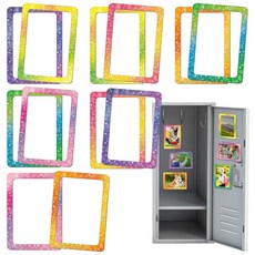 락커용 12Pcs 마그네틱 액자 5 x 7 냉장고용 액자 학교로 돌아가는 여학생용 락커 액세서리 보관함, Shiny Star