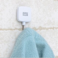 있을유 부착식 4P 화이트 크린 행거 무타공고리, 1개, 사각