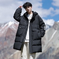 羽絨服條紋高品質冬季新款原創高品質90%白鴨絨長款外套男-