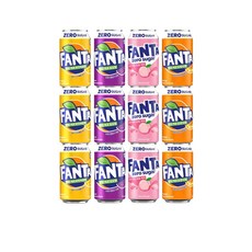 ZERO Sugar 환타 4종세트(오렌지+파인애플+피치+포도), 12개, 350ml