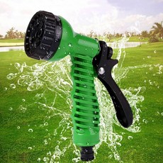 텃밭 마당 세차 사용 7모드 분사 호스 분사건 호수 고무호스 고압 호스릴 연결 수도꼭지, 그린