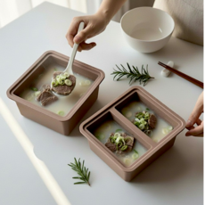 라몬하우스 실리콘 아이스 푸드블럭 냉동용기 찜기겸용 2P, 1세트, Brown 1세트, Brown