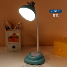 led檯燈護眼書桌燈大學生可調光臥室牀頭燈兒童閱讀燈宿舍充電式, 藍色:1個