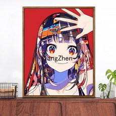 【TangZhen】유화그리기 유화그리기세트 diy 디지털 유화 수제 도색 거실 풍경 유화봉 예술 채색 그림 손그림 유미 장식화, B022 찬란한 여자, 1개