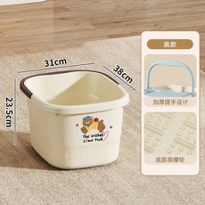 加高加深泡腳桶 附蓋保暖按摩足浴盆, 奶咖中, 1個