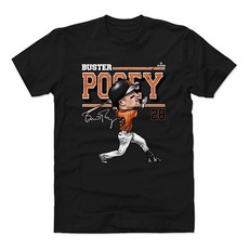 500 LEVEL Buster Posey 셔츠 (면 미디엄 블랙) - 버스터 포지 카툰 WHT 블랙.