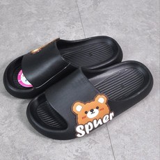 아파트베란다 도톰쿠션 논슬립 곰돌이 슬리퍼 화장실 욕실필수품 욕실실내화 푹신 욕실화, L(26880) 블랙 275