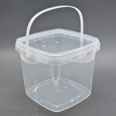플라스틱 손잡이 투명 사각 용기 3L