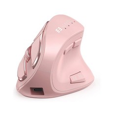 垂直人體工學滑鼠 支援2.4G與藍牙雙模無線連接 充電靜音設計, 粉色, 双模