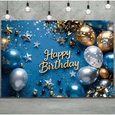 아라홍스 생일축하 파티용품 생일가랜드 생일이벤트 3D 생일현수막, 블루스타