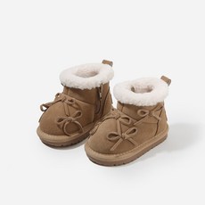 可愛蝴蝶結兒童雪靴，保暖防滑短筒寶寶學步鞋