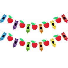 AmazingSpark Back to School Banner Pre-strung Crayon Apple Set for Welcome Decor 22 Piece Adjusta, AmazingSpark Back to School Ba