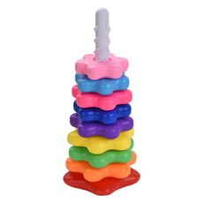 疊疊樂 寶寶玩具 益智玩具 轉轉塔 轉轉樂 轉轉樂玩具 手抓球 旋轉玩具 彩虹旋轉塔 兒童玩具 幼兒玩具, 1個, 9層旋轉疊疊樂