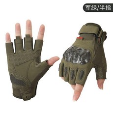 戰術騎行半指手套 戶外運動防滑觸屏耐磨, 【軍綠】-護墊全骨貼合,XXL掌圍23.3-24.3cm, 1個