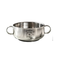 LCQ 不鏽鋼兒童碗 寶寶專用雙耳防燙飯湯碗 316L不鏽鋼 510ML, 小熊 加寬口510ML, 1個