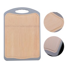 雙面砧板 竹製麥稈纖維切菜板 39x27x1.8公分 分類使用防滑防溢溝槽設計, 1個, 木質小麥雙面菜板