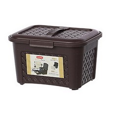 KEYWAY 聯府 方型藤藝手提籃 置物籃 整理籃 野餐籃 文具籃 儲物籃 玩具收納箱, 咖啡, 1個