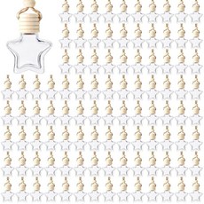 BBTO 100피스 자동차 공기 청정기 디퓨저 나무 캡 포함 빈 아로마테라피 투명 향수 홀더 펜던트 걸이식 향수병 장식용 (별 투명) 108330, 다양한 투명