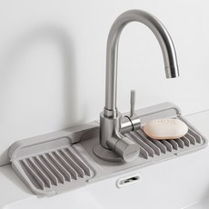 물빠짐 실리콘 매트 주방 수전매트 싱크대 선반 물받이 트레이, 크림그레이, 1개