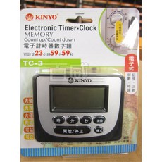 KINYO 電子計時器數字鐘 TC-3 定時器 正數 倒數 時鐘, 1個
