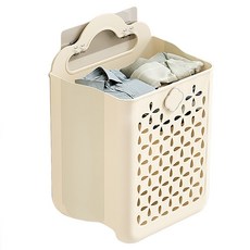 YIYUEJIA 대용량 접이식 벽걸이형 빨래바구니, 크림화이트