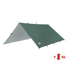 야외캐노피 3F UL GEAR 210T Tarp 아웃도어 캠핑 서바이벌 햇빛 가리개 텐트 그늘 천막 실버 코팅 퍼걸러 방수 해가리개, 3*3 메터, Green With rod