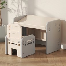 兒童3合1成長桌椅組, 灰白色