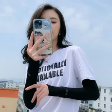 여름 긴 핑거리스 레이스 장갑 탄성 슬리브 운전 장갑 손목 긴 핑거리스 장갑 덮여 태양 보호 슬리브, 나체