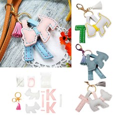 가죽 키링 키홀더 열쇠고리만들기 키트 강아지 토끼 바느질세트 가방장식 에어팟키링 DIY, 4말_화이트, 4말_화이트, 1개