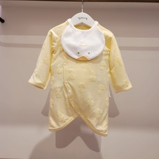 [아가방] 강남점*부드럽고 귀여운 오리모양 테리 수플레/ 최대3개월까지 착용가능한 신생아 배내가운 턱받이세트/안심무형광