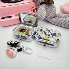 스누피 애니메이션 만화 그리드 알약 상자 귀엽고 작은 휴대용 밀폐 방습 주 분류 약, 1개, 2. 2