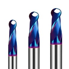 HRC65 블루 코팅 2 플루트 볼 엔드 밀링 커터 텅스텐 강철 경합금 CNC 구형 공구1개 R6x24x75x12, R2x8x100x4, 1개