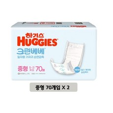 하기스 크린베베 일자형 기저귀 중형 70매x 2팩, 3단계, 2세트