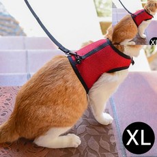 [오품] 조깅 하네스 레드 XL 고양이 강아지용