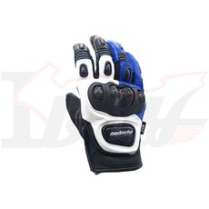 Ibuy部品 防摔手套 碳纖維護殼 真皮騎士手套 觸控透氣山羊皮, MT22藍白,M