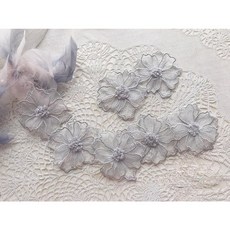 간자 더블 레이어 레이스 꽃 아플리케 자수 패치 바느질 DIY 수제 공예 웨딩 드레스 장식 5 개 6cm, gray