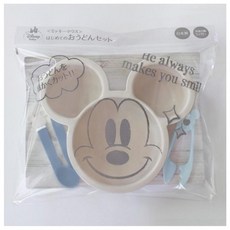 Disney 迪士尼 Mickey 米奇造型兒童餐具 可單手握持嬰兒餐具四件組, 1個